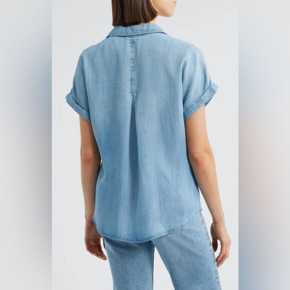 Cloth & Stone Nordstrom Cuffed Chambray Shirt in Worn Blue - Size S - Picture 2 of 7